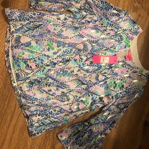 Lilly Pulitzer coastal blue tails of the sea shirt xs NWT